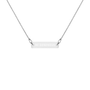 Engraved Silver Bar Chain Necklace